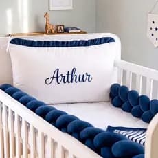 Kit Berço Personalizado Completo Protetor 3 Peças Berço Americano Mini Berço Menino Azul Marinho