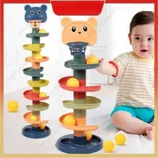 Adequado para bebês, brinquedo educativo infantil, torre de bolas rolantes com pista giratória, brinquedo infantil empil
