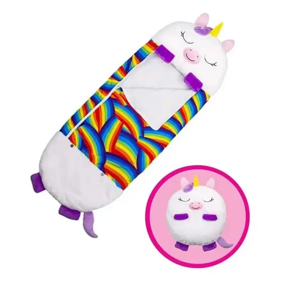 Saco De Dormir Infantil Pelúcia Manta E Almofada 170x60 Cor Unicornio Colorido Localização Do Zíper Direita