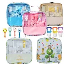 Kit Higiene Bebê Recém Nascido 14 Peças Termômetro Bolsa Presente Maternidade Chá de Bebê Rosa Azul Branco