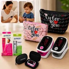 Oxímetro Dedo Pulso BIC Adulto Criança Pediatrico Saturação Oxigenio com Estojo case + TERMÔMETRO G-TECH