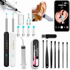 Kit Higiene Ouvido 9 Em 1 Otoscópio Digital Câmera HD Wifi Seringa Lavagem Removedor Cera LED Bivolt Android iPhone