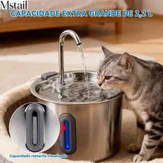 Mstail 2.2L Bebedouro De Água Para Gatos Fonte 5V Em Aço Inoxidável Dispensador De Estimação Janela Transparente Design
