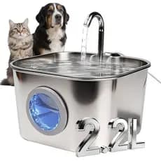 Mstail 2.2L Fonte de água para animais de estimação em aço inoxidável com filtro de carvão ativado silencioso