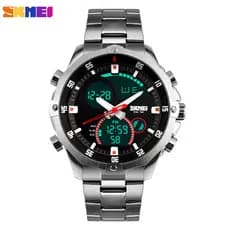 Skmei 1146 Relógio de pulso com corria de aço inoxidável cor prateado Relógio Masculino Original
