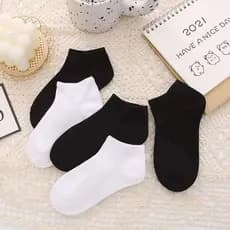 Kit 12 pares de meias de cano curto brancas e pretas para meninos e meninas, tamanho 30-35