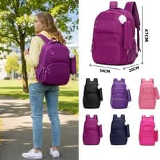 Mochila Com Pelúcia chaveiro e Estojo Feminina Masculino Escolar Passeio Coreano Grande Capacidade Impermeável