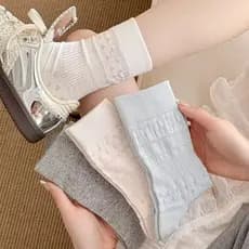 Kit 6 ou 12 Pares Meias Femininas Casuais  Macias Respiráveis Vazadas Moda Coreana Tamanho 35-40