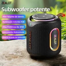 ZEALOT M1 Caixa de Som Bluetooth 30W Portátil IPX6 TWS 6000mAh Grave Potente Outdoor