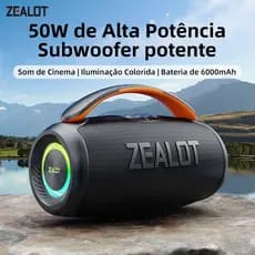 ZEALOT P11 Caixa de Som Bluetooth 50W Portátil TWS À Prova D’Água IPX6 Som Estéreo Potente Bluetooth 5.4 Bateria 6000mAh