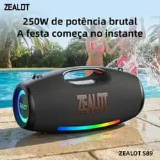 Caixa de Som Bluetooth Portátil ZEALOT S89 250W Alta Potência TWS Bateria Longa Duração Power Bank à Prova d’Água