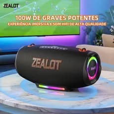 ZEALOT 127 Caixa de Som Bluetooth 100W 24000mAh Portátil TWS IPX6 Potente Alta Performance Carga Rápida 45W Power Bank