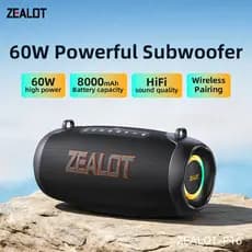 ZEALOT P16 Caixa de Som Bluetooth 60W Portátil TWS IPX6 À Prova D’Água Som Estéreo Potente Bluetooth 5.3 Bateria 8000mAh