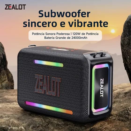 ZEALOT S95 Alto-falante Portátil Alta Potência IPX6 Função Power Bank PD45W QC18W Conexão Múltipla para Karaokê