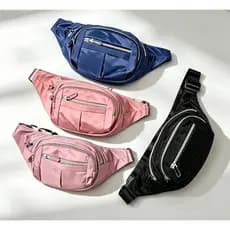 Bolsa de Cintura Ajustável com 3 Bolsos de Zíper Resistente Para Uso Diário e Viagens