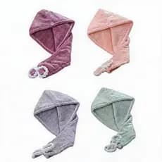 Touca de Secar Cabelo de Veludo Coral Super Absorvente Fixação Segura Aprox.62×40cm Para Banho Academia Viagem