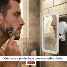 *Espelho Articulado para Box Banheiro Astra Branco com Fixação Adesiva - ASTRA