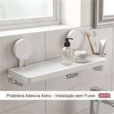 Prateleira Adesiva Astra – Instalação sem Furos | Suporta até 4kg
