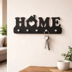 Porta-Chaves Decorativo de Parede HOME – MDF Preto 3mm