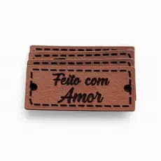 Kit Etiquetas Couro Sintético “Feito com Amor” | Tags Artesanato, Costura e Personalizados