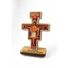 Cruz De São Damião Decoração Mesa e Parede Crucifixo Em Mdf Adesivado 11cm