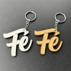 Chaveiro Lembrancinha Fé em MDF com Correntinha - Religioso Decorativo - Montado - Casamento