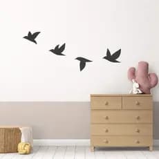 Quadro de Parede em MDF 3mm Pássaro 4 peças 25x60 - Cor Preto