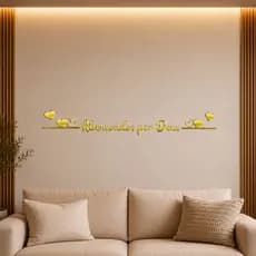 Frase Decorativa Abençoados por Deus com detalhes em corações - Parede Quarto Sala Decoração