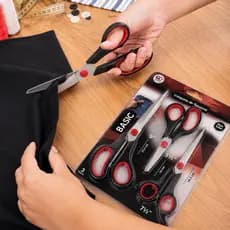 Kit 3 Tesouras Profissionais Aço Inox Grande Multiuso Escolar Escritório Alta Precisão