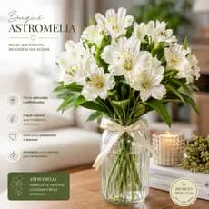Buquê Astromélia Artificial Decorativa para Sala Casamento Festa Arranjo Floral Elegante Luxo