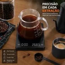 Balança Digital Alta Precisão USB com Temporizador Automático/Manual e Função Tara para Café