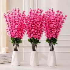 Buquê Flor de Cerejeira Artificial 7 Ramos Sakura Decoração Festa Sala Quarto Vaso Luxo