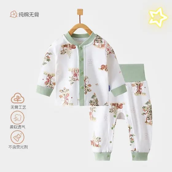 Conjunto de roupa interior infantil primavera outono puro algodão desossado roupas de outono do bebê calças compridas ro