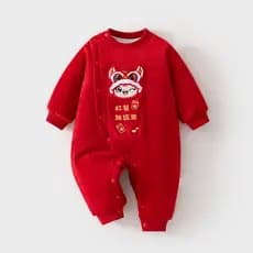 Bebê festivo macacão de um ano de idade bebê acolchoado outono inverno Outing macacão grande vermelho Envelope macacão a