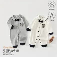 Macacão de bebê classe a algodão outono roupas de bebê estilo Preppy lapela bebê passeio macacão Anyang bebê crianças ro