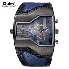 Oulm Motocicleta punk Supercarro Estilo Masculino Grande Mostrador Duplo Movimento Multifuncional Relógio De Quartzo 53m