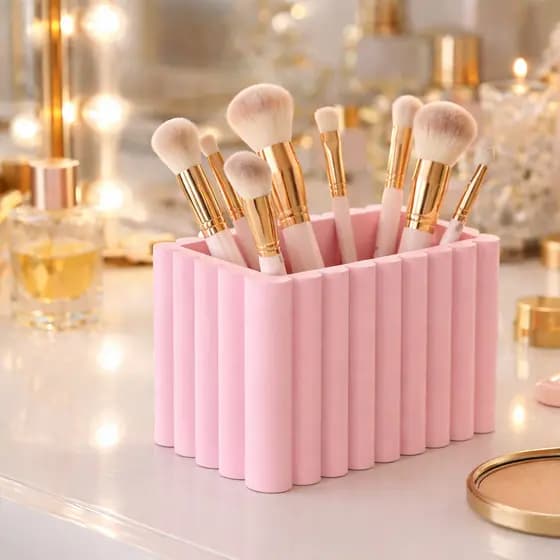 Porta Pincéis Moderno | Design Canelado Luxo - Organizador Porta Maquiagem - Porta Pinceis Suporte