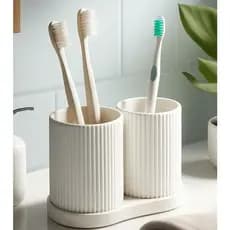 Porta Escovas Duplo com Design Moderno e Minimalista para Organização do Banheiro / Porta Pinceis
