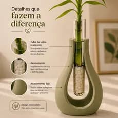 Vaso para Bambu da Sorte com Tubo de Vidro | Decoração Zen Minimalista para Sala e Mesa Hidroponico