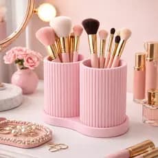 Organizador de Pincéis de Maquiagem Premium - Suporte Duplo - Porta Maquiagem - Porta Pincel