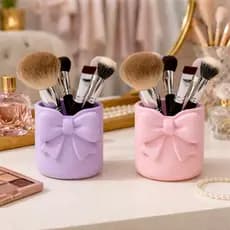 Porta Pincéis Maquiagem com Laço Organizador Cosméticos Premium Nails design