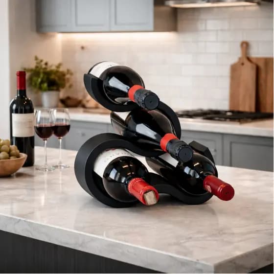 Suporte para Vinho de Mesa para 4 Garrafas Organizador de Vinhos para Cozinha Bar Sala e Adega