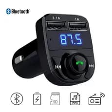 Adaptador Bluetooth Carro Transmissor FM Carregador Veicular Compatível com Android e iPhone - x8