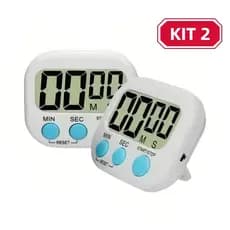 Kit 2 Timer Temporizador Cronômetro Digital De Cozinha Com Alarme Para Estudo,Branco