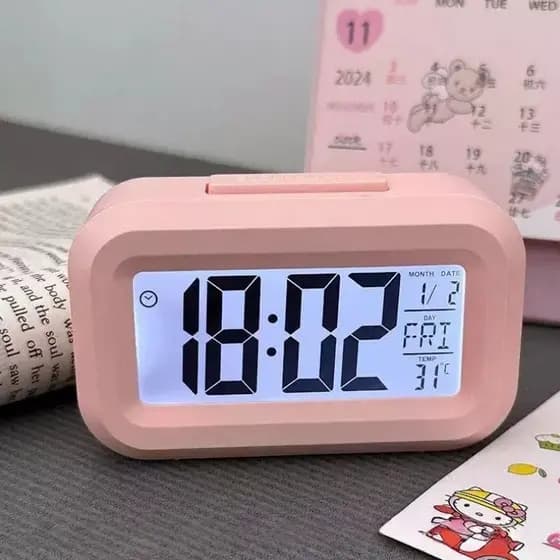 Despertador Digital com tela LED, exibe hora, data, temperatura e função soneca