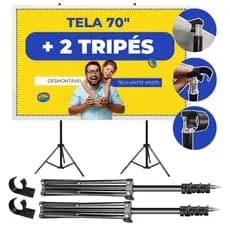 Tela de Projeção Portátil com Tripé Retratil Datashow Fácil Montagem para Eventos e Reuniões