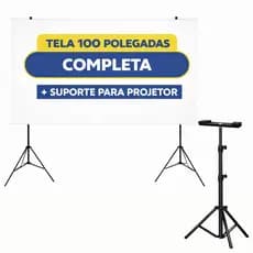 Kit Tela Projeção 100 Polegadas com Tripé + Suporte para Projetor HY300 HY320 Ajustável