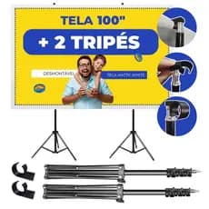 Tela para Projetor Projeção com Tripé Ajustável Portátil Datashow para Escola Igreja e Escritório