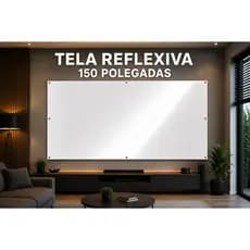 Tela Telão de Projeção Projetor Gigante Reflexiva Ultra HD 4K com Ilhós Inoxidável 150 Polegadas