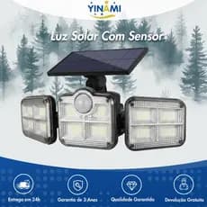 Luminaria Solar Led Sensor De Movimento Controle Remoto Com Painel Cabeças Giratorias